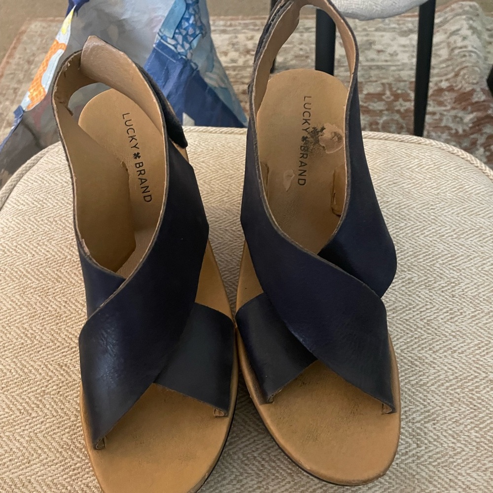 Luck Brand navy wedges size 9